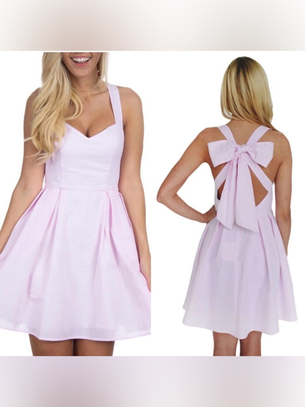 Lauren James Pink and White | The Stratton Dress bow back